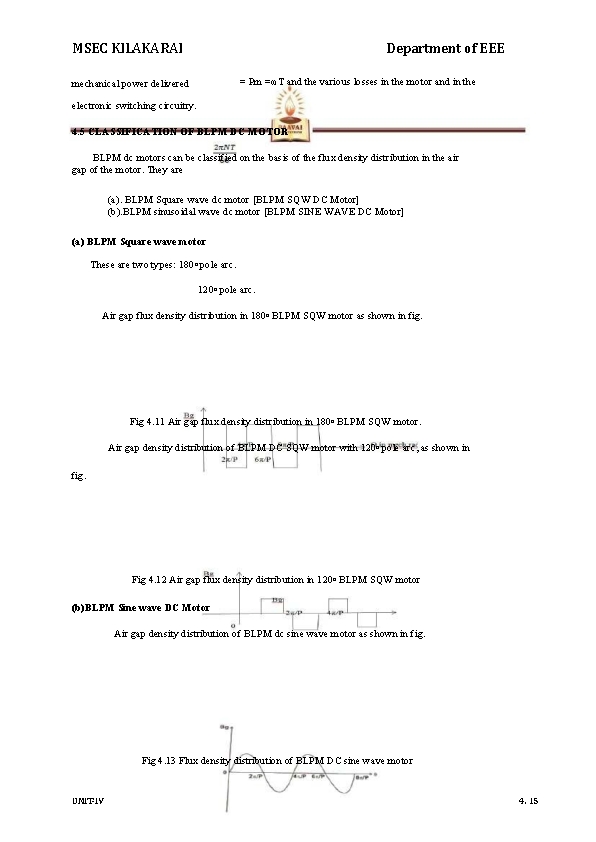 MSEC KILAKARAI Department of EEE = Pm =ωT and the various losses in the