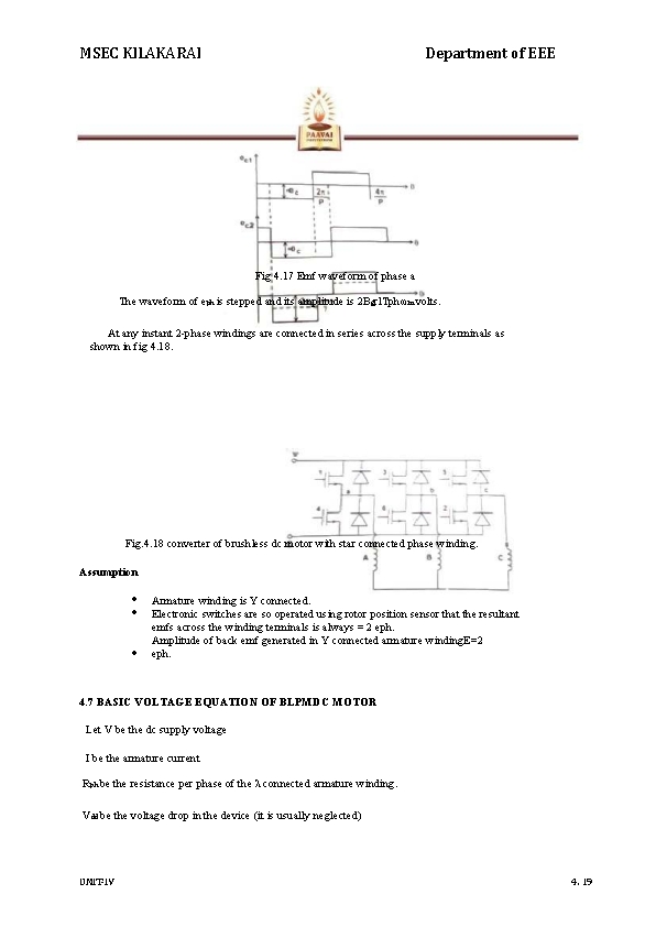 MSEC KILAKARAI Department of EEE Fig 4. 17 Emf waveform of phase a The