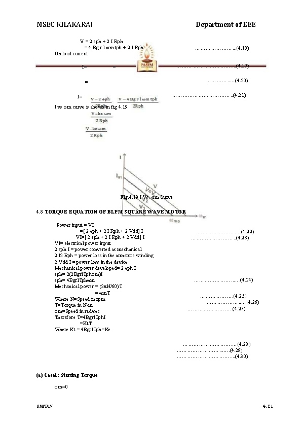 MSEC KILAKARAI Department of EEE V = 2 eph + 2 I Rph =