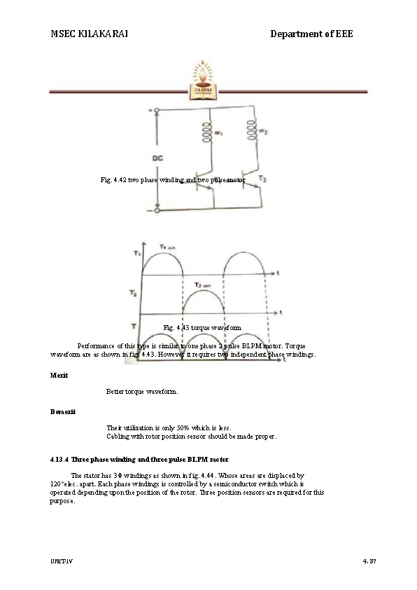 MSEC KILAKARAI Department of EEE Fig. 4. 42 two phase winding and two pulse