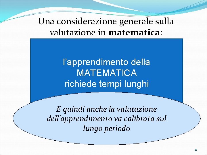 Una considerazione generale sulla valutazione in matematica: l’apprendimento della MATEMATICA richiede tempi lunghi E