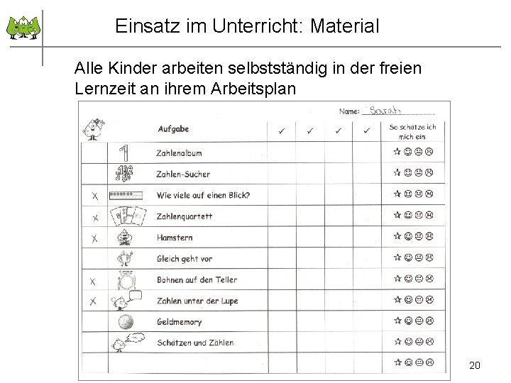 Einsatz im Unterricht: Material Alle Kinder arbeiten selbstständig in der freien Lernzeit an ihrem