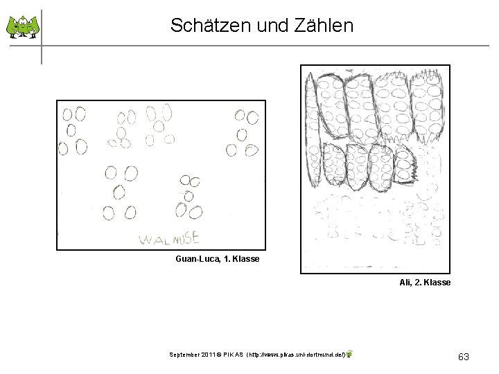 Schätzen und Zählen Guan-Luca, 1. Klasse Ali, 2. Klasse September 2011 © PIK AS