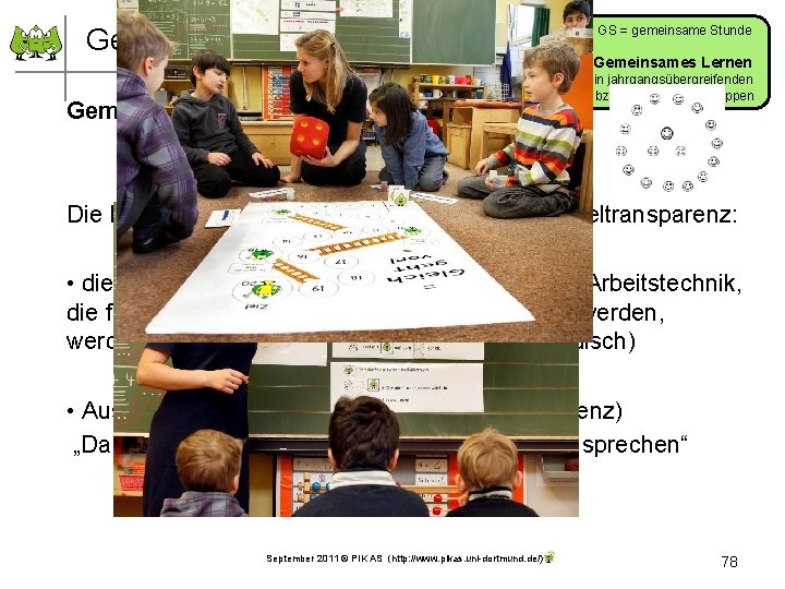 GS = gemeinsame Stunde Gemeinsames Lernen Gemeinsamer Einstieg Gemeinsames Lernen in jahrgangsübergreifenden bzw. heterogenen