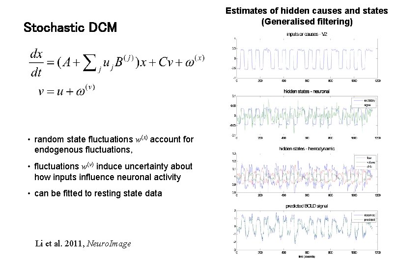 Stochastic DCM • random state fluctuations w(x) account for endogenous fluctuations, • fluctuations w(v)