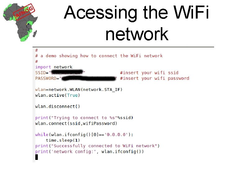 Acessing the Wi. Fi network 