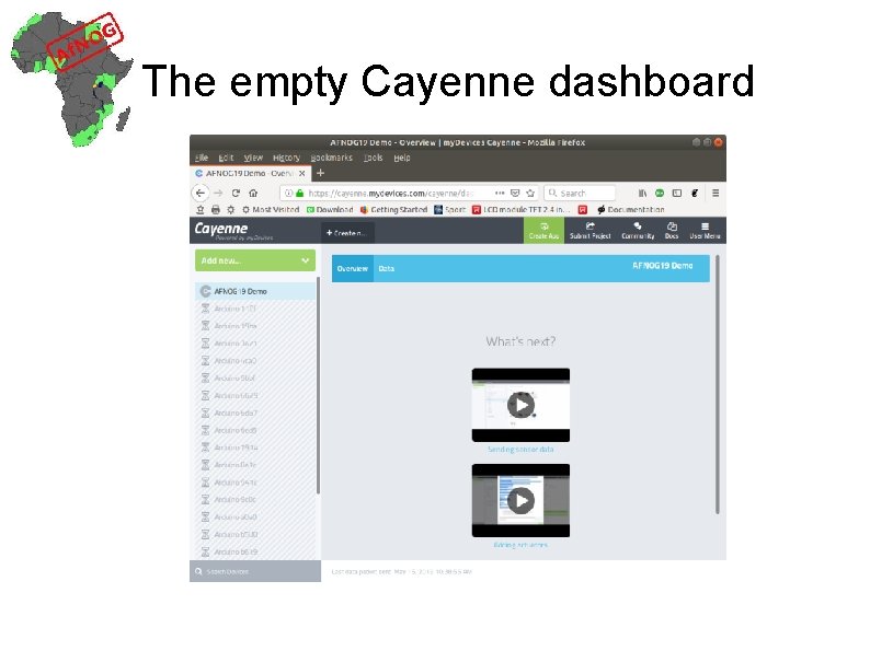 The empty Cayenne dashboard 
