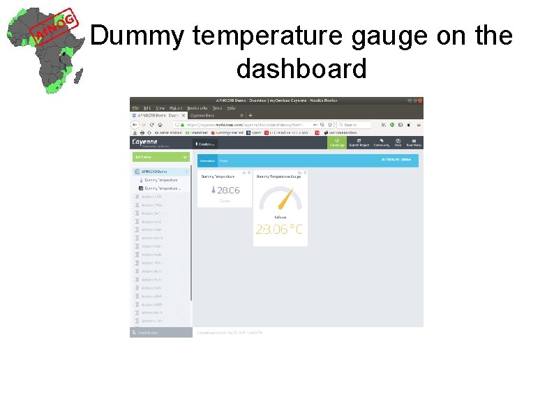Dummy temperature gauge on the dashboard 
