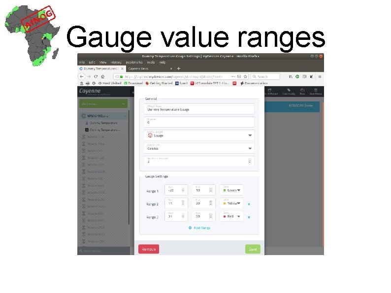 Gauge value ranges 