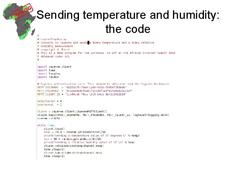 Sending temperature and humidity: the code 