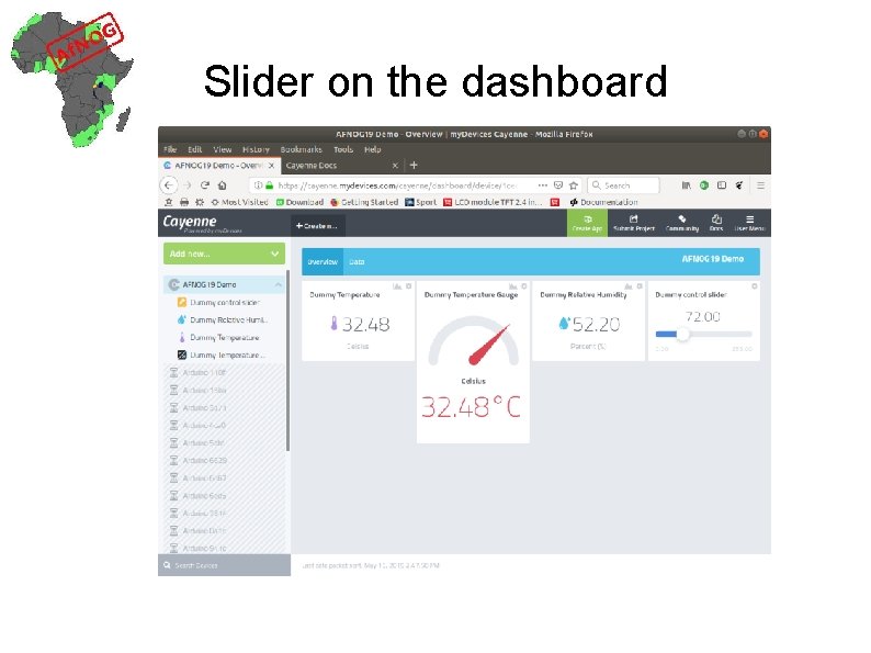 Slider on the dashboard 