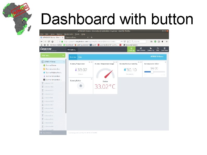 Dashboard with button 