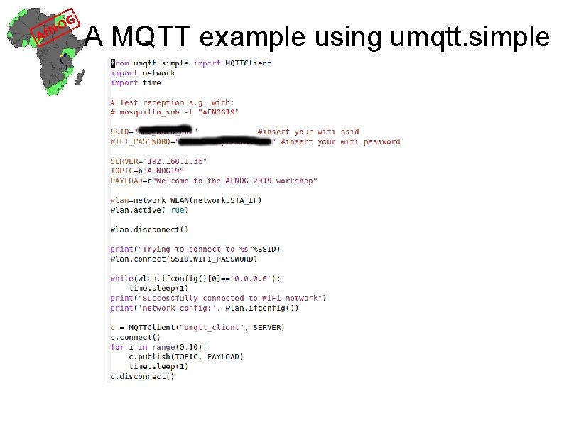 A MQTT example using umqtt. simple 