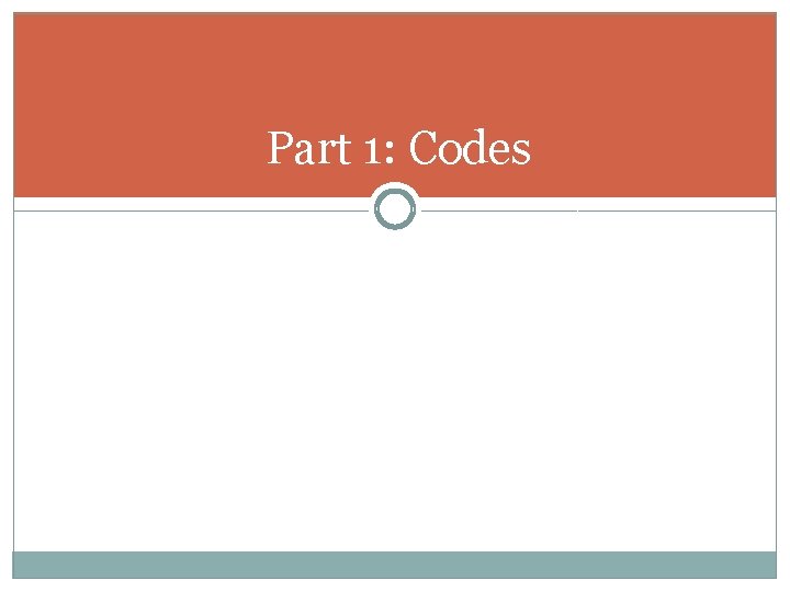 Part 1: Codes 