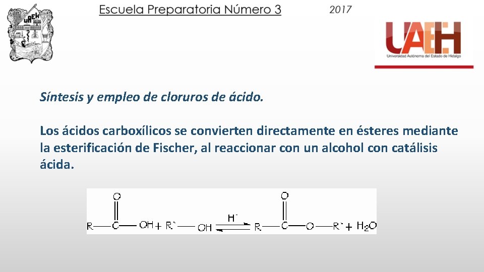 Síntesis y empleo de cloruros de ácido. Los ácidos carboxílicos se convierten directamente en