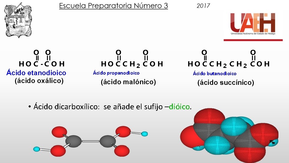 O O H O C -C O H Ácido etanodioico (ácido oxálico) O O
