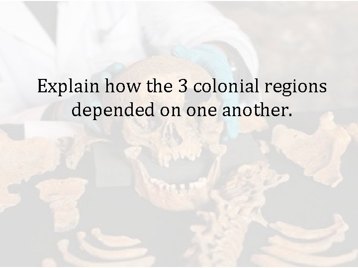 Explain how the 3 colonial regions depended on one another. 