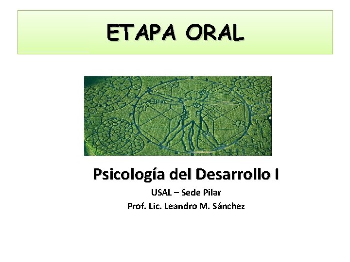 ETAPA ORAL Psicología del Desarrollo I USAL – Sede Pilar Prof. Lic. Leandro M.