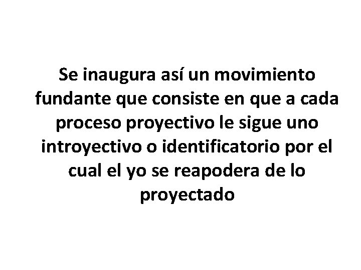Se inaugura así un movimiento fundante que consiste en que a cada proceso proyectivo