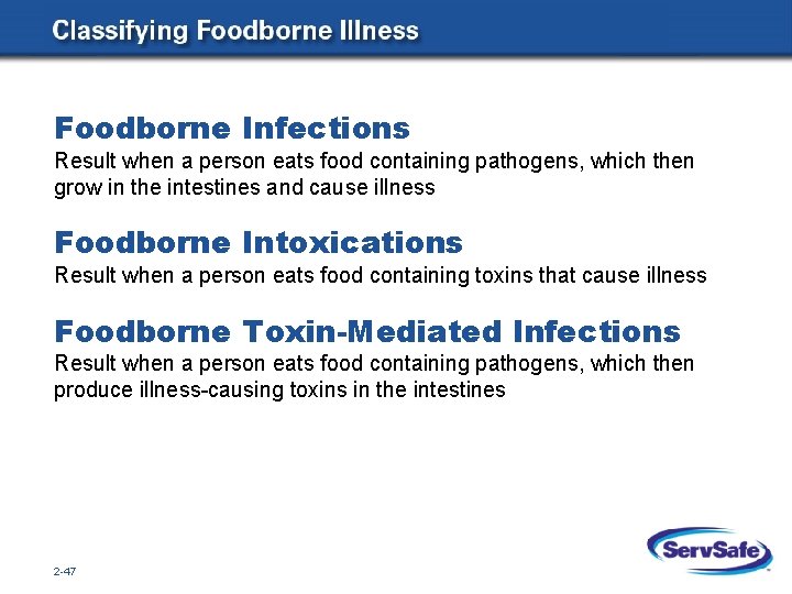 Foodborne Infections Result when a person eats food containing pathogens, which then grow in
