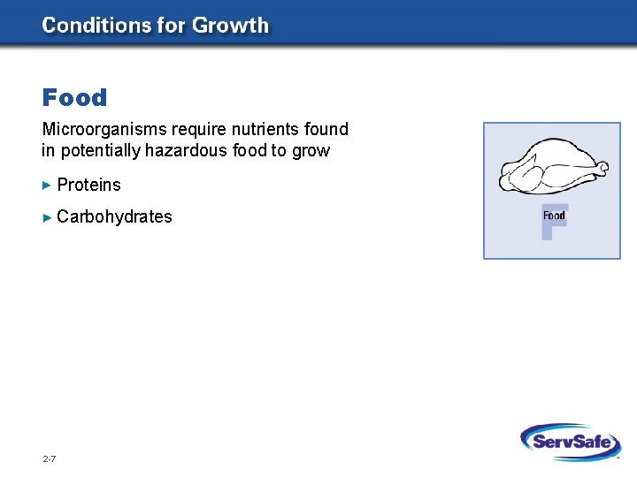 Food Microorganisms require nutrients found in potentially hazardous food to grow Proteins Carbohydrates 2