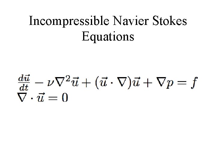Incompressible Navier Stokes Equations 