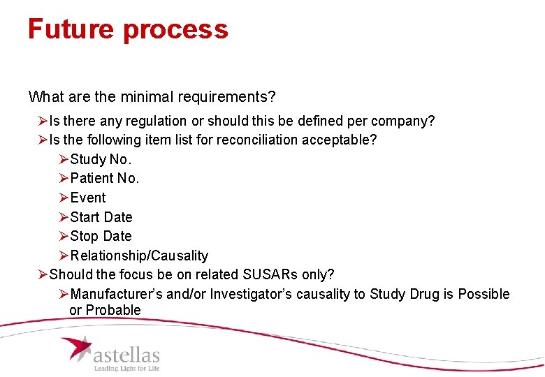 Future process What are the minimal requirements? ØIs there any regulation or should this Future process What are the minimal requirements? ØIs there any regulation or should this