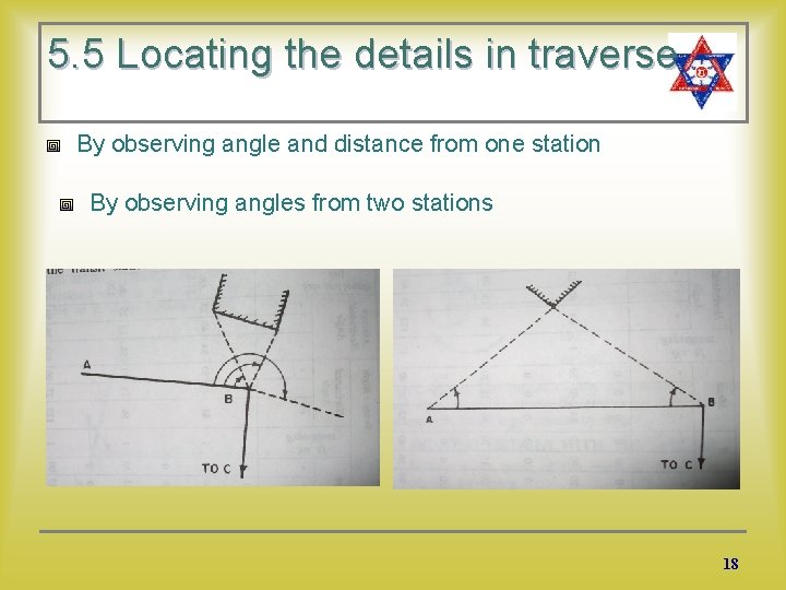 5. 5 Locating the details in traverse By observing angle and distance from one