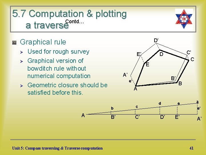 5. 7 Computation & plotting Contd… a traverse D’ Graphical rule Ø Ø Ø