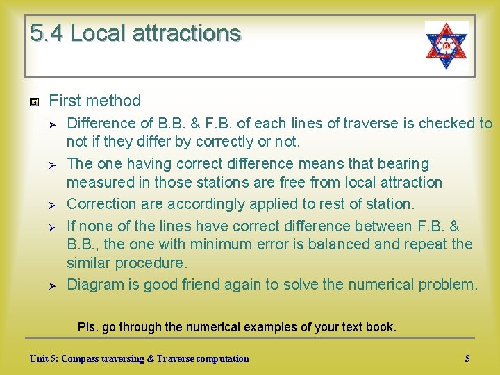 5. 4 Local attractions First method Ø Ø Ø Difference of B. B. &