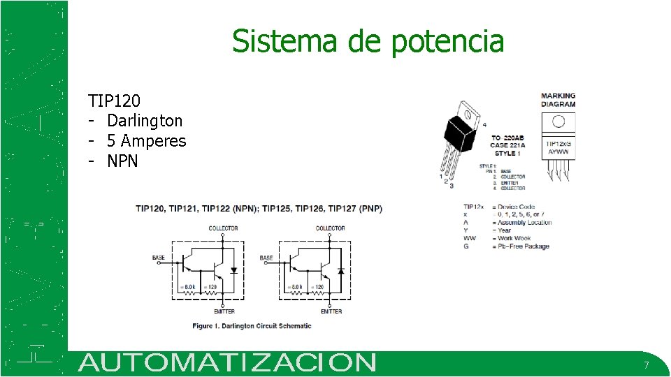 Sistema de potencia TIP 120 - Darlington - 5 Amperes - NPN 7 