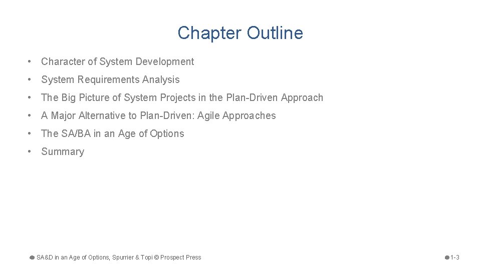 Chapter Outline • Character of System Development • System Requirements Analysis • The Big