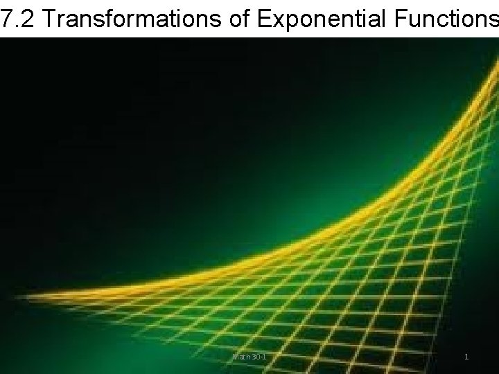 7. 2 Transformations of Exponential Functions Math 30 -1 1 