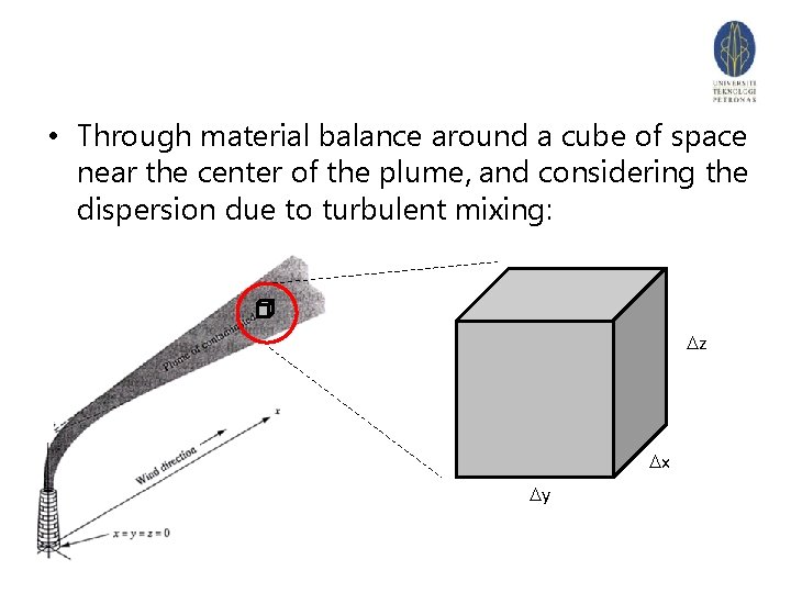  • Through material balance around a cube of space near the center of