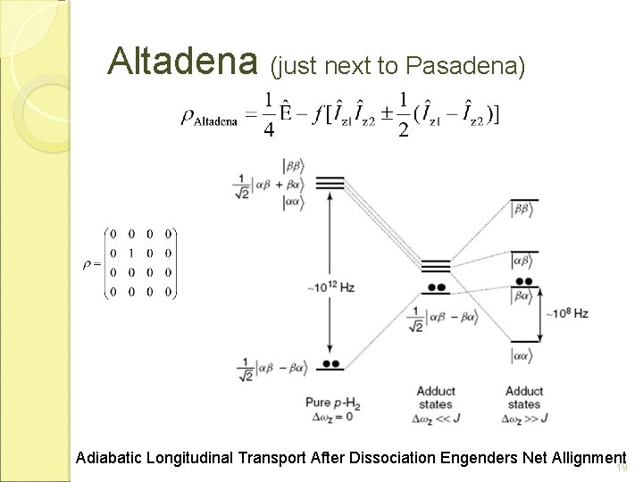 Altadena (just next to Pasadena) Adiabatic Longitudinal Transport After Dissociation Engenders Net Allignment 19