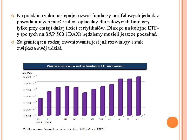  Na polskim rynku następuje rozwój funduszy portfelowych jednak z powodu małych marż jest