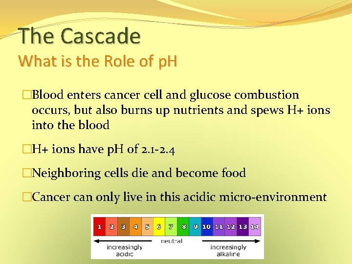 The Cascade What is the Role of p. H �Blood enters cancer cell and The Cascade What is the Role of p. H �Blood enters cancer cell and