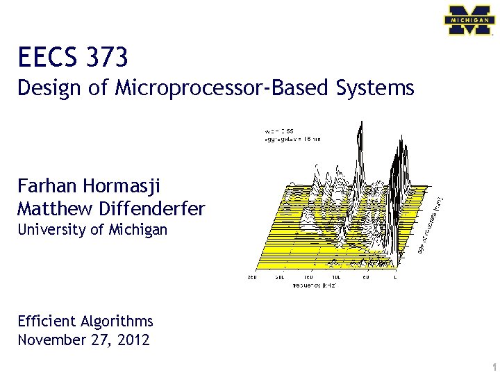 EECS 373 Design of Microprocessor-Based Systems Farhan Hormasji Matthew Diffenderfer University of Michigan Efficient