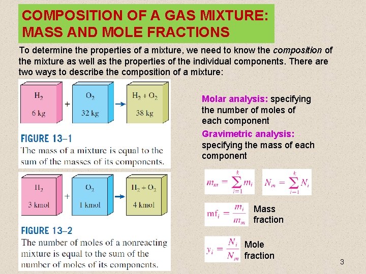 COMPOSITION OF A GAS MIXTURE: MASS AND MOLE FRACTIONS To determine the properties of