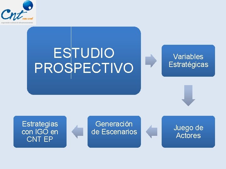 ESTUDIO PROSPECTIVO Estrategias con IGO en CNT EP Generación de Escenarios Variables Estratégicas Juego