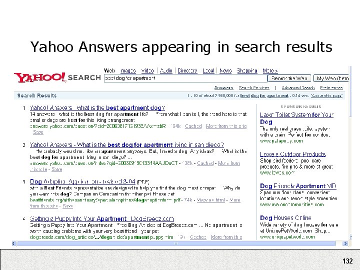 Yahoo Answers appearing in search results 132 