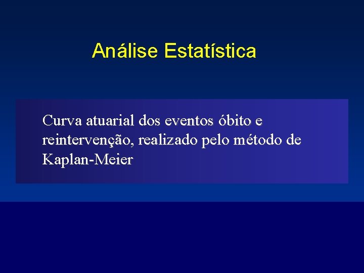 Análise Estatística Curva atuarial dos eventos óbito e reintervenção, realizado pelo método de Kaplan-Meier