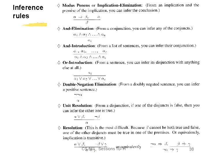 Inference rules CS 561, Sessions 10 -11 38 