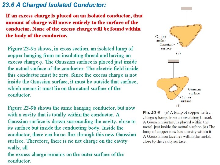 23. 6 A Charged Isolated Conductor: If an excess charge is placed on an