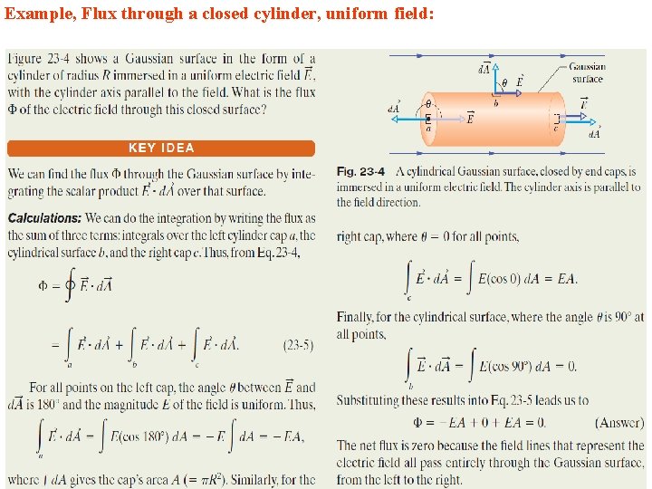 Example, Flux through a closed cylinder, uniform field: 