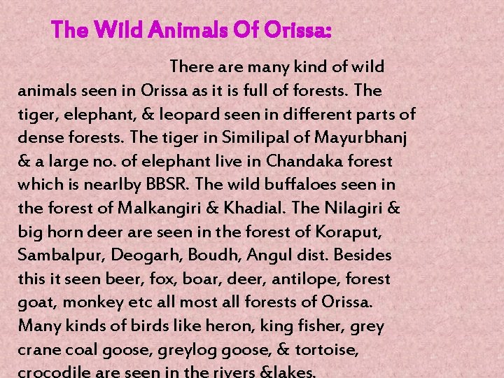 The Wild Animals Of Orissa: There are many kind of wild animals seen in