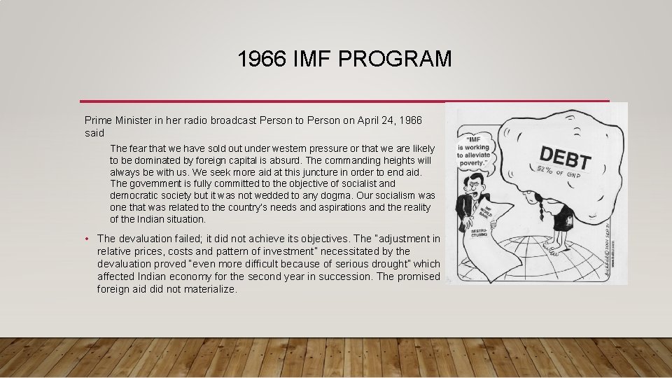 1966 IMF PROGRAM Prime Minister in her radio broadcast Person to Person on April