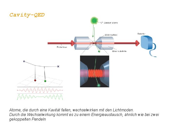 Cavity-QED Atome, die durch eine Kavität fallen, wechselwirken mit den Lichtmoden. Durch die Wechselwirkung