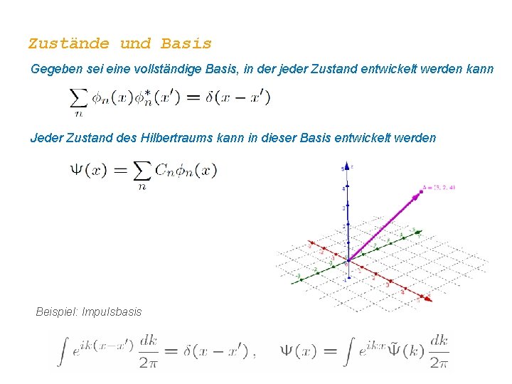 Zustände und Basis Gegeben sei eine vollständige Basis, in der jeder Zustand entwickelt werden