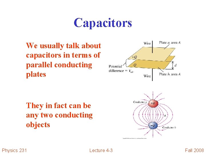 Capacitors We usually talk about capacitors in terms of parallel conducting plates They in
